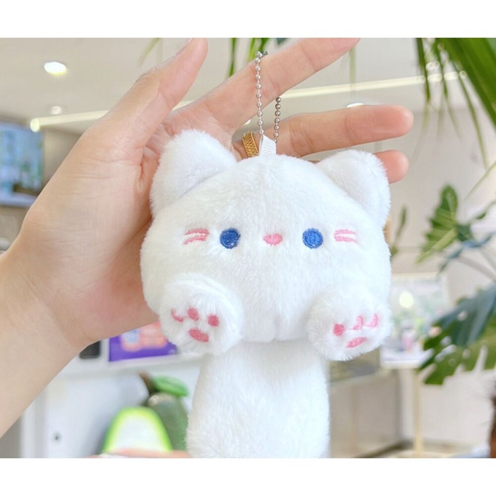 Cute White Cat Plush Charm For Bags & Accessories